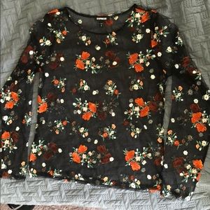 Express sheer floral long sleeve top